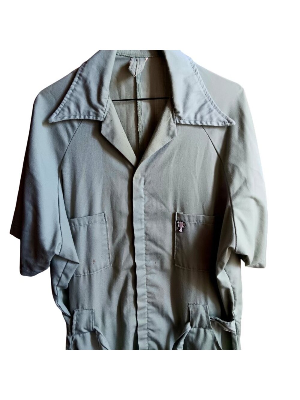 XL True Vintage Coveralls 1970s Wolf Sage Green Short-Sleeve Trophy Logo USA
